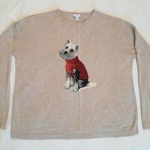 ❤️… J. Jill Red Dog Sweater Gray Black Accents